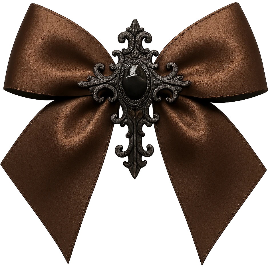 brown bow with goth ornament, remove background emoji