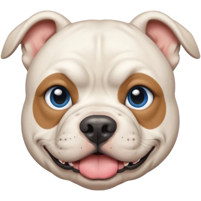 White American bully dog with blue left eye emoji