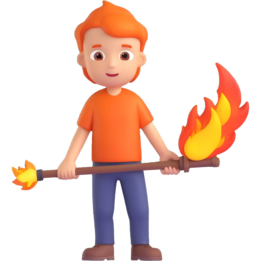 boy with fire emoji