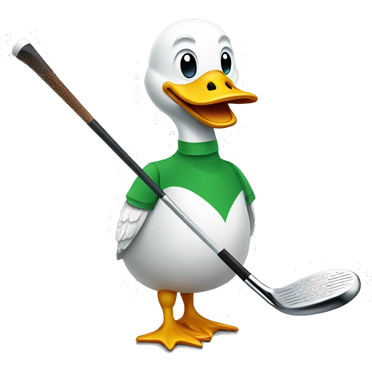 Duck breaking golf club emoji