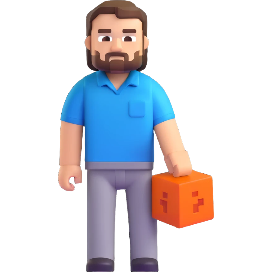 Minecraft character of Jack Black wearing a blue shirt emoji