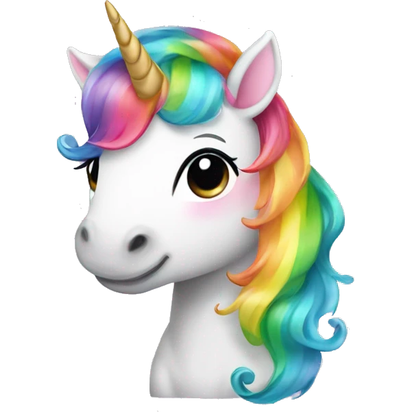 Cute baby unicorn with rainbow hair emoji
