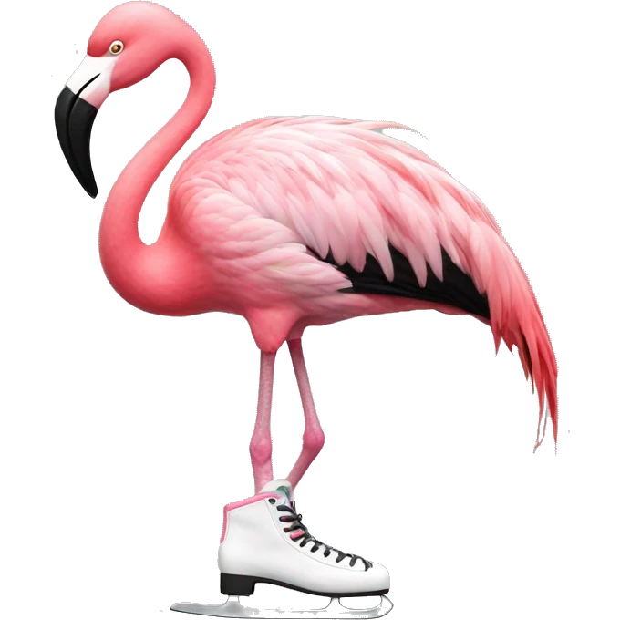 Flamingo wearing skates emoji
