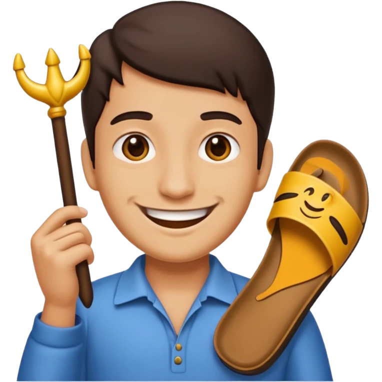 Smile, emoji, holding a chappal emoji