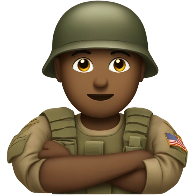 soldier with making heart with their arms emoji