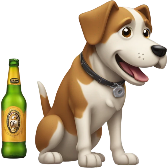 Barking dog with beer emoji