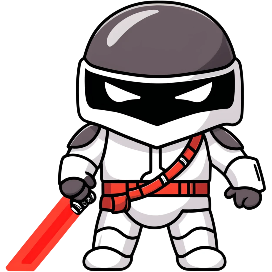 Oreo cookie dressed as Darth Vader with iconic black helmet and red lightsaber emoji