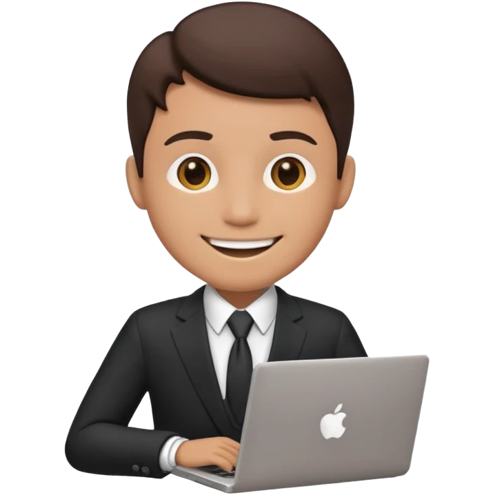 working laptop person suit happy emoji