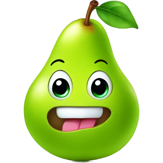 Shiny Green Cute pear with tongue emoji