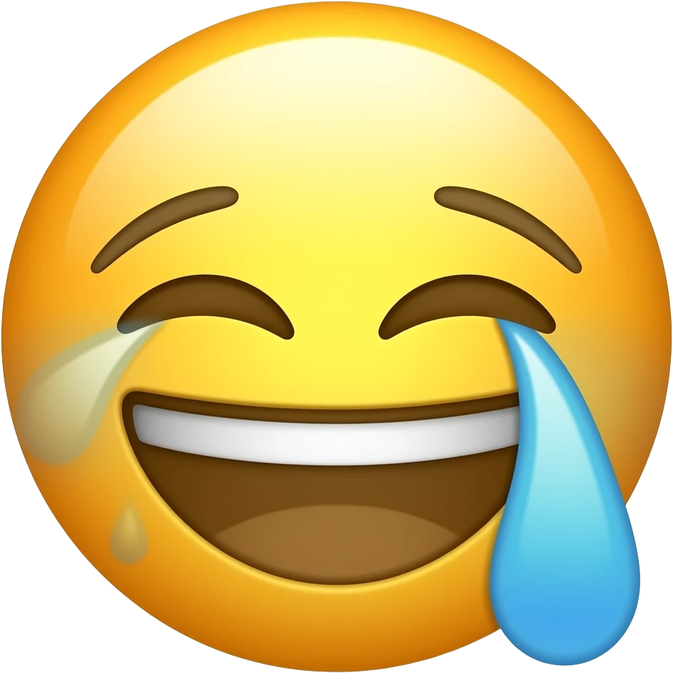 apple style emoji that is laughing/crying but like yellow like an emoji on an apple iphone emoji