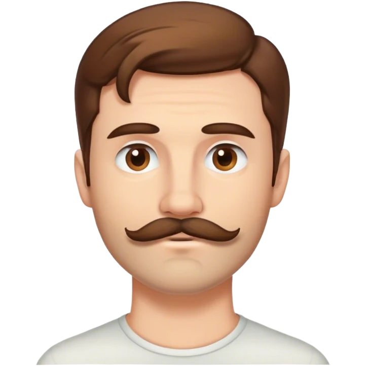 White man with brown hair and a mustache and scruff on chin emoji