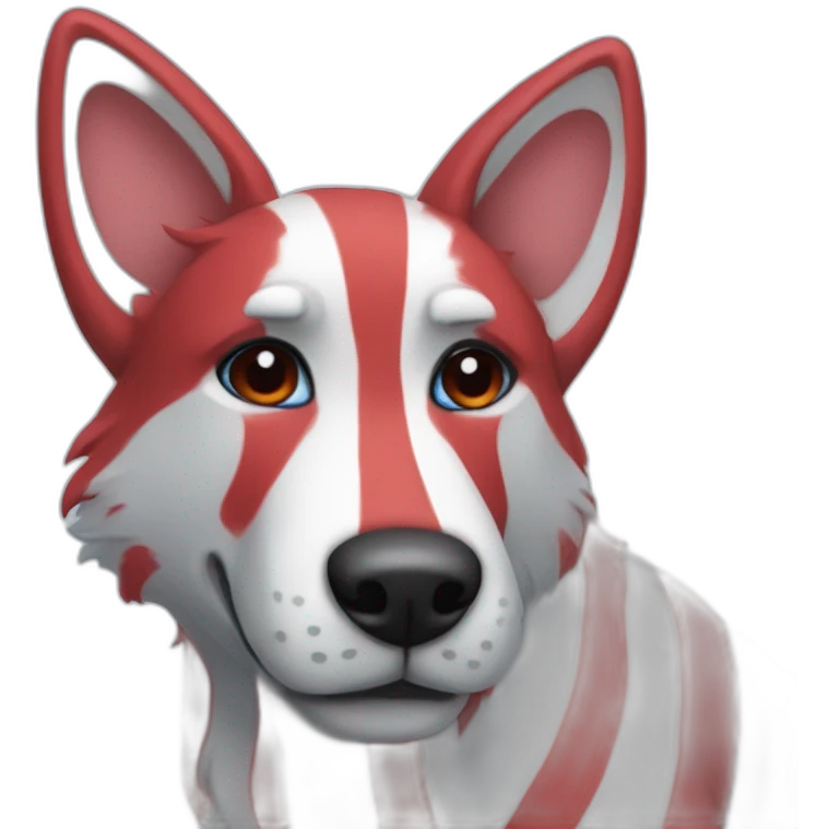 blue dog with red stripes fursuiter emoji