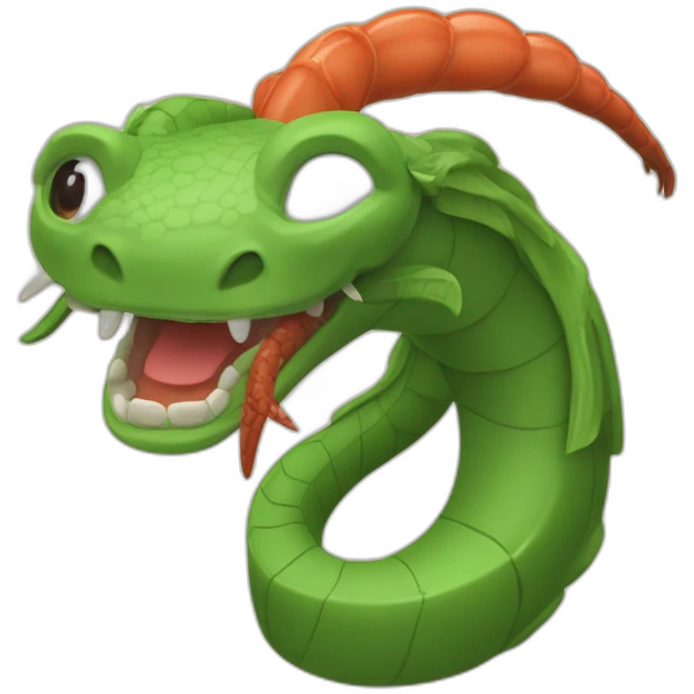 Serpent sur une vache à côté d’un crabe emoji