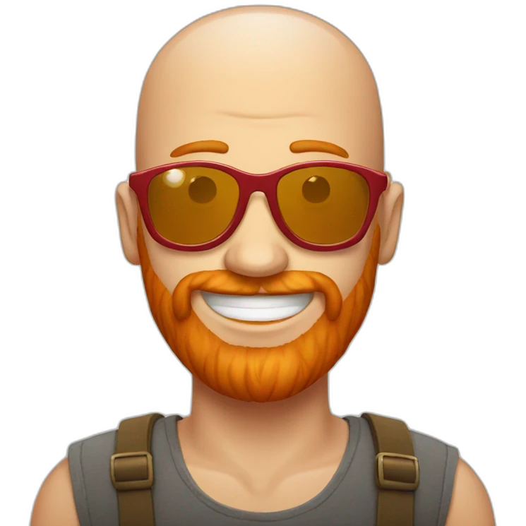 smiling bald red beard men with sun glasses emoji