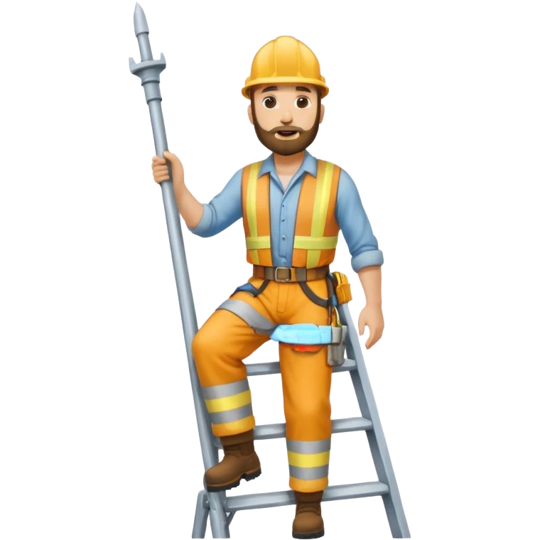 steeplejack man light skin with a beard on a ladder up  a spire emoji