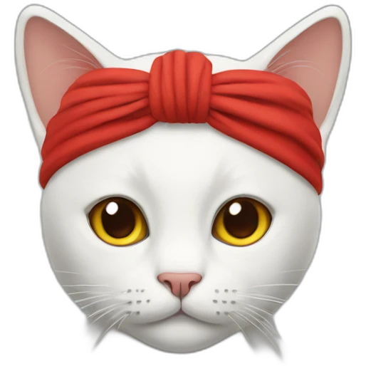cat with red headband below ears emoji