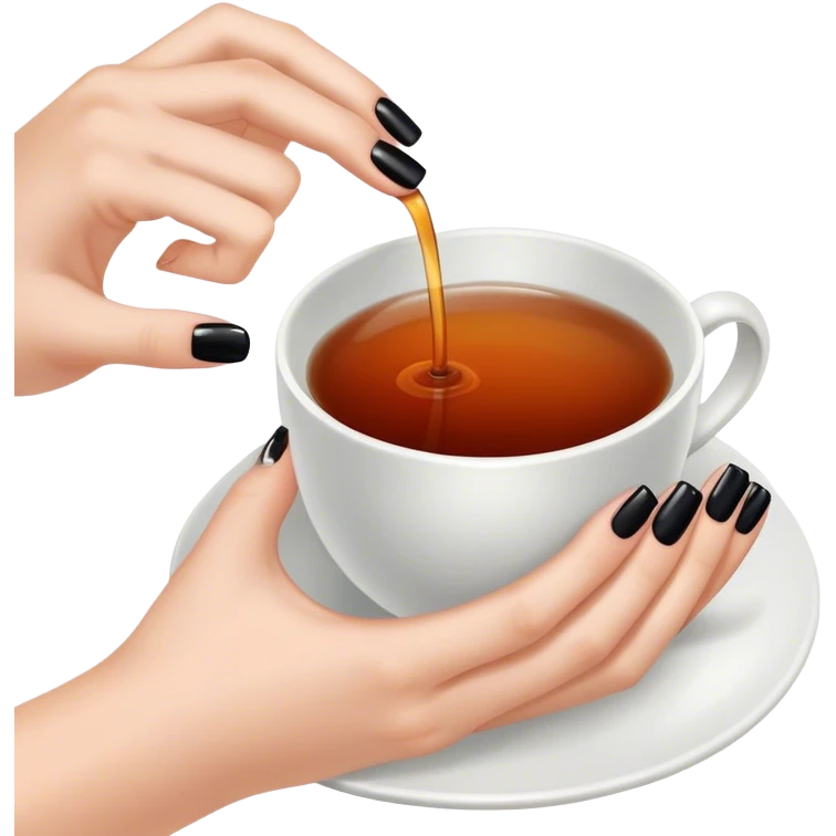 Hand black nails holding tea emoji