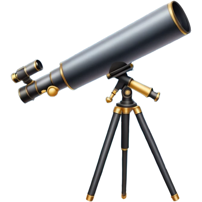 An icon featuring a telescope, stars, and a planet, symbolizing astronomy. The design includes a crescent moon, distant galaxies, and constellations, representing the study of space and celestial bodies. Transparent background highlights the exploration of the universe and cosmic phenomena. emoji