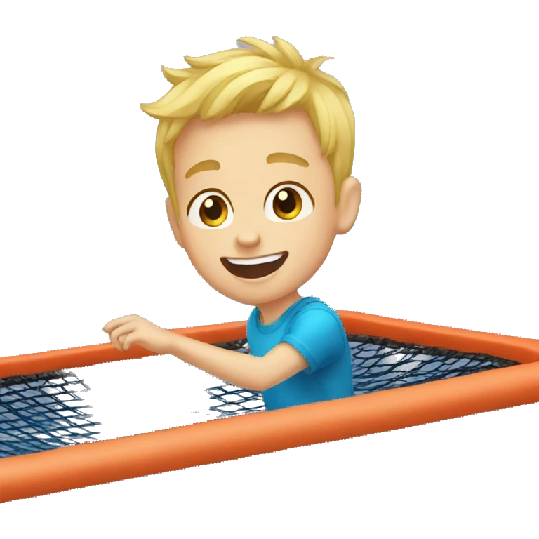 Cute Boy blond hair on trampoline emoji