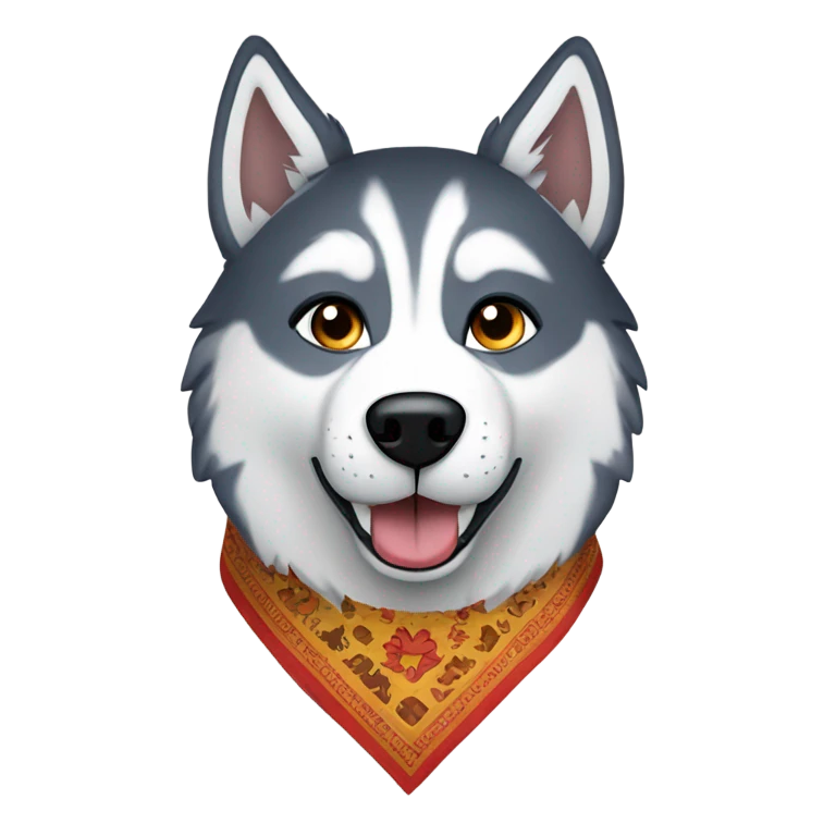 Husky wearing a lions bandana emoji