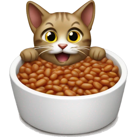 Cat eating baked beans emoji