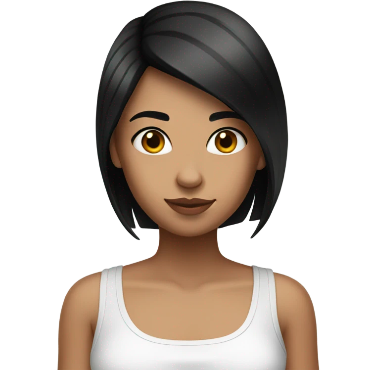 a girl with black straight hair and a white tank top emoji