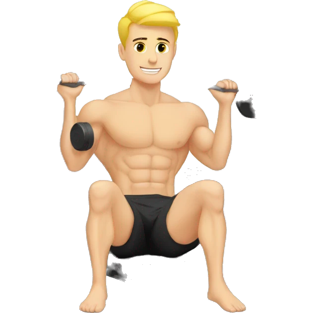 Blonde guy doing sit ups in the gym emoji