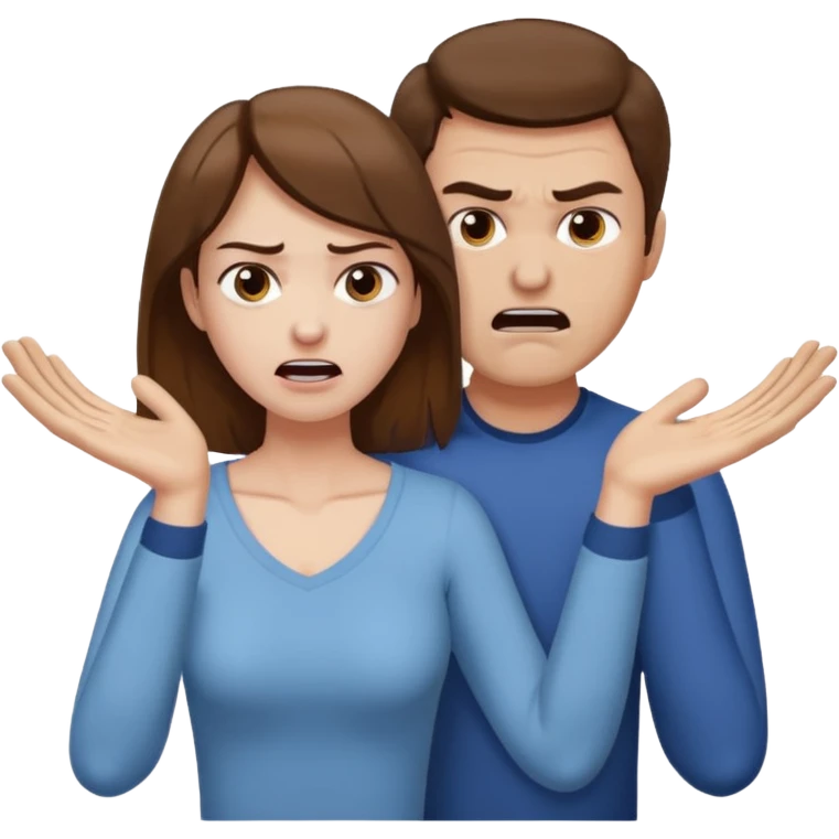 Un homme possessif avec des cheveux marrons qui essaye d’attraper le cou de sa femme emoji