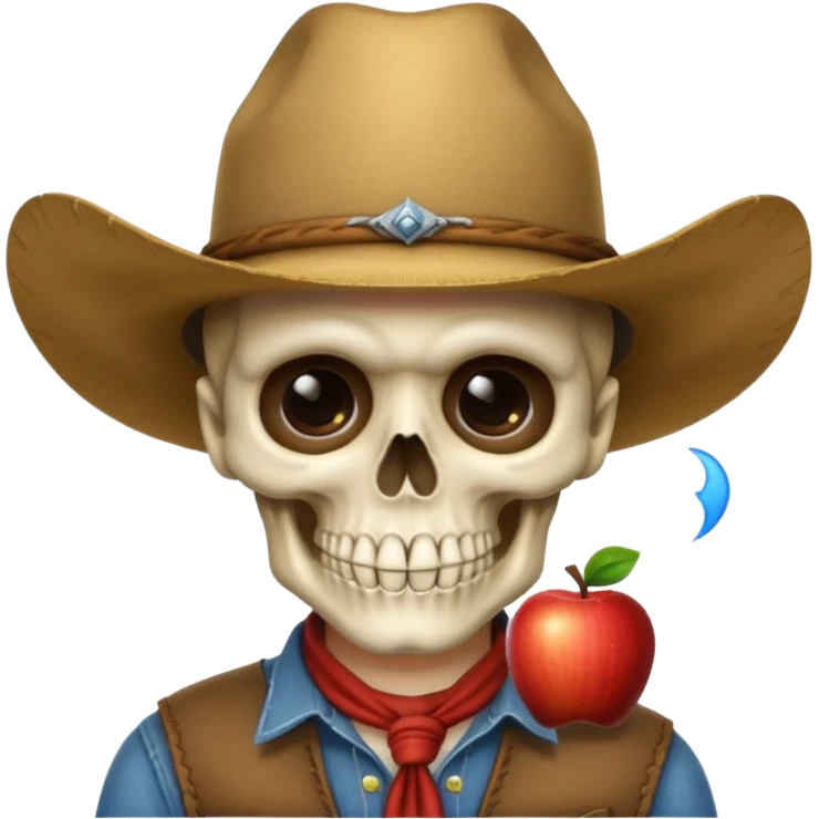 The apple skull, cowboy, and shushing emoji combined into one emoji