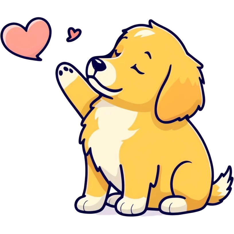 Golden retriever blowing a kiss emoji
