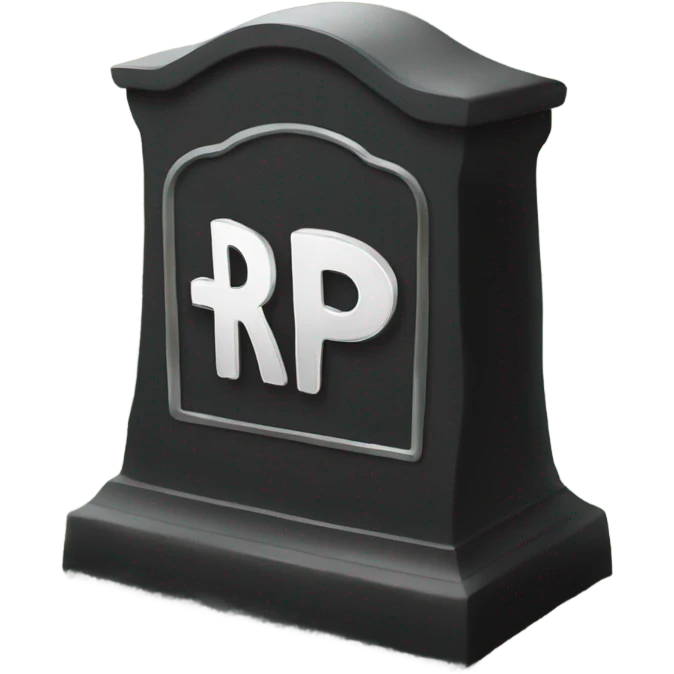 a black grave with the letters RIP on a silver  emoji