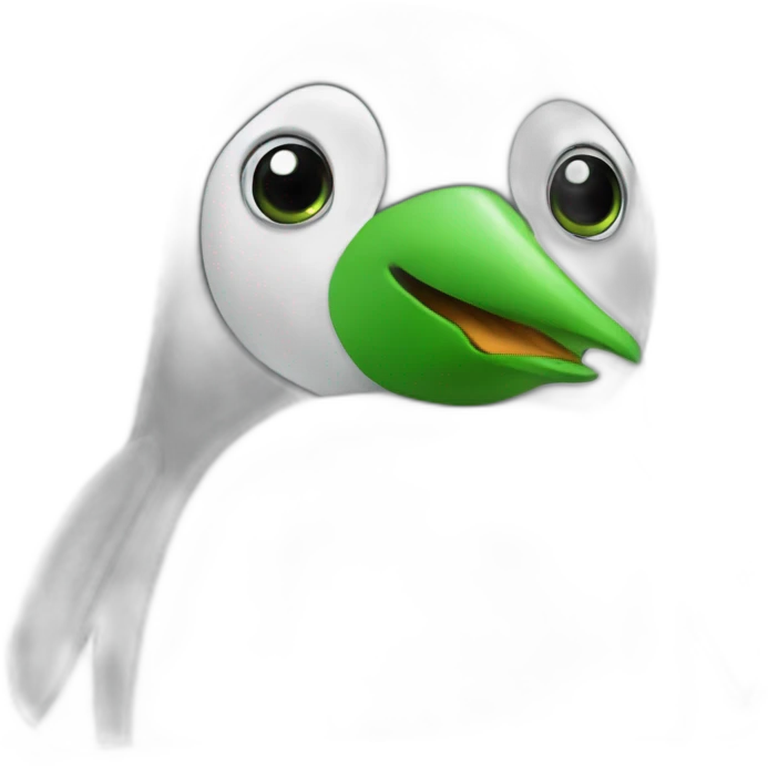 A grey and white penguin with green beak emoji