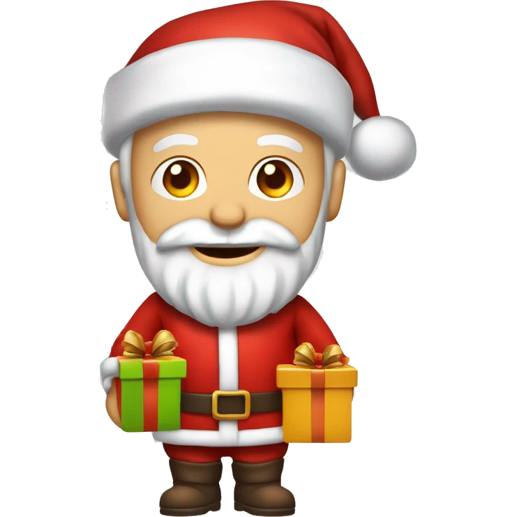 père Noël avec cadeau est costume rouge et barbe blanche emoji