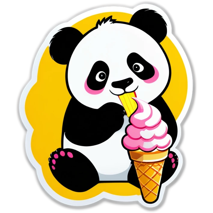 Panda eating ice cream emoji