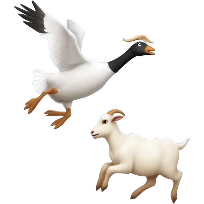 Goose chasing a goat emoji
