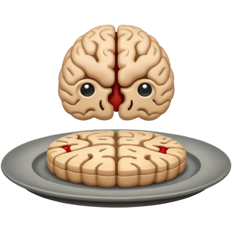 Brain on a plate next to head  emoji