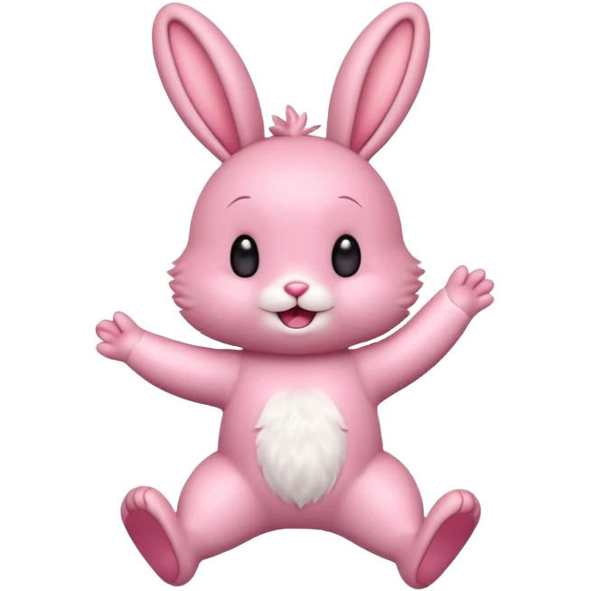 Exited pink bunny, kawaii chibi fluffy ears and body jumping of excitement  emoji