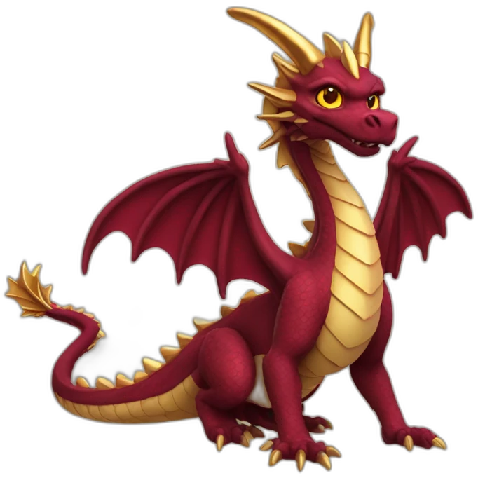 burgundy dragon with gold wings and eyes emoji