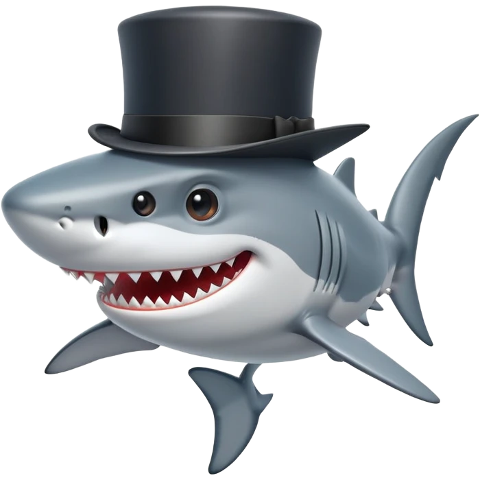 Shark with a top hat emoji