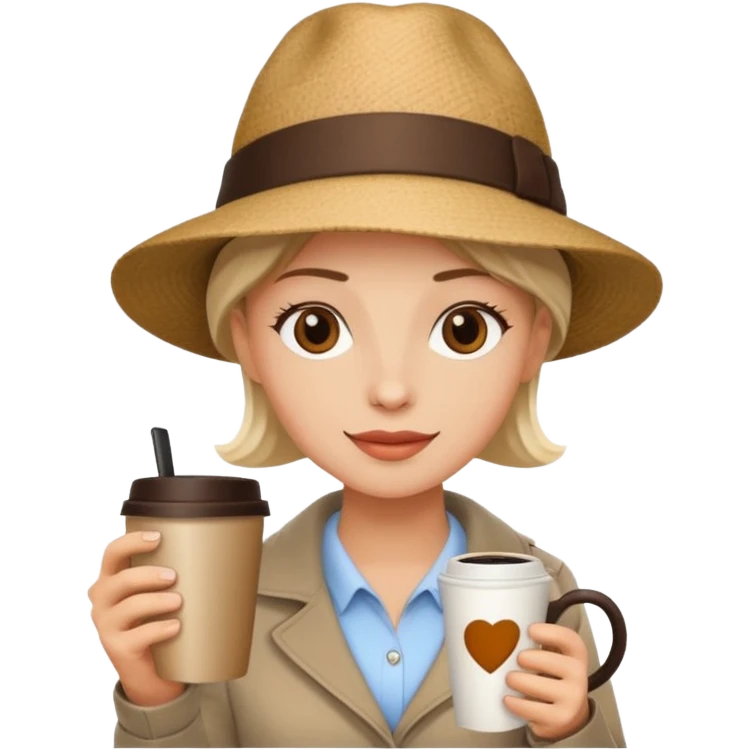 stylish traveler with coffee cup on hand emoji