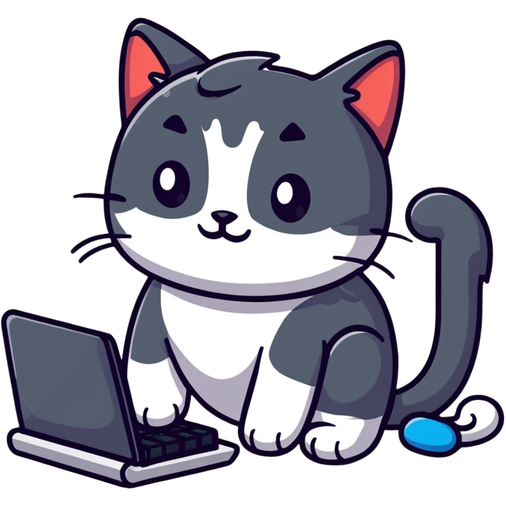 playful cat laying on computer keyboard emoji