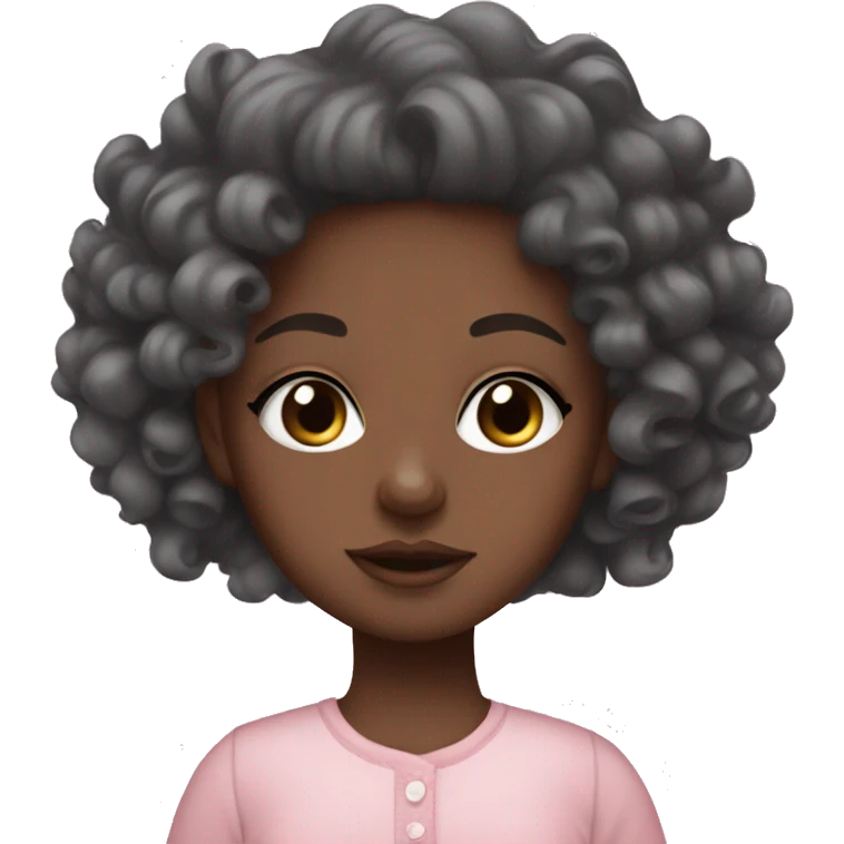 Aesthetic black girl with baby pink clothing and curly hair  emoji