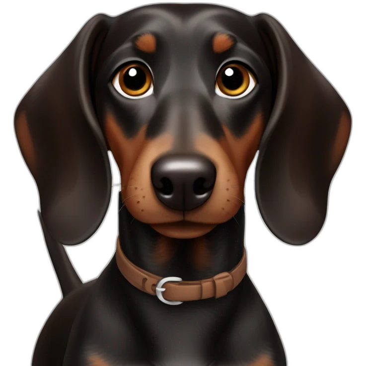 A friendly Black and Chocolate Dachshund greeting you with a wagging tail. emoji