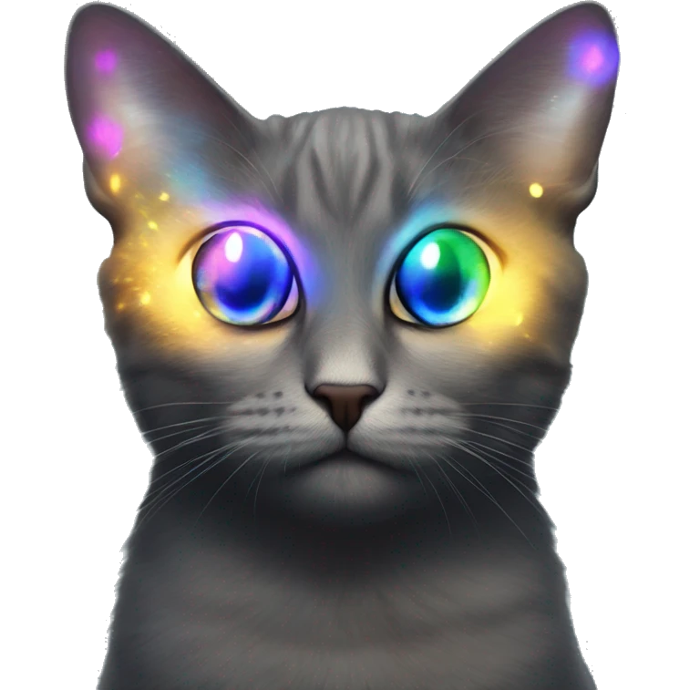 Dark iridescent butterfly glowing on top of cats head  emoji
