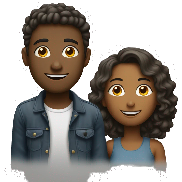 Two young people, one man and one woman, are chatting and have a good impression of each other. emoji