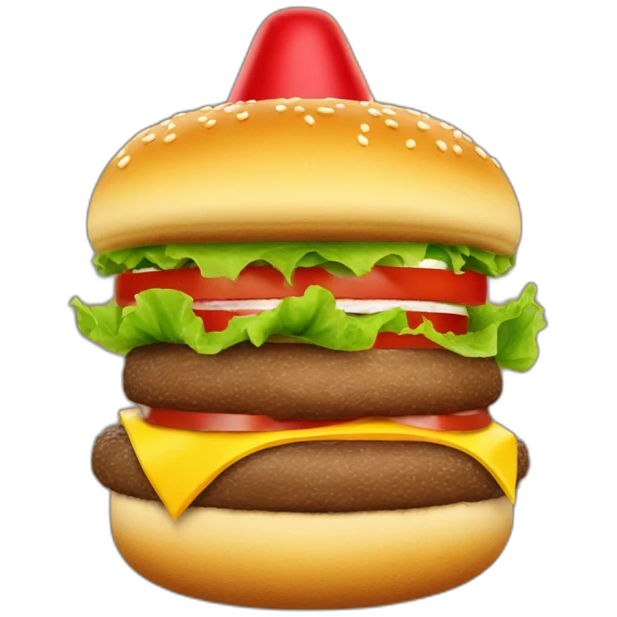 una hamburguesa con sombrero de papa noel emoji