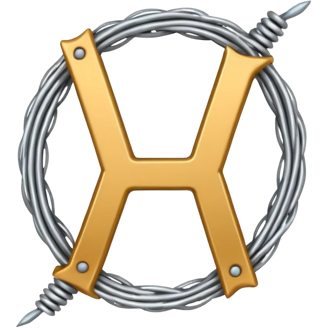The letter H made of silver barbwire emoji