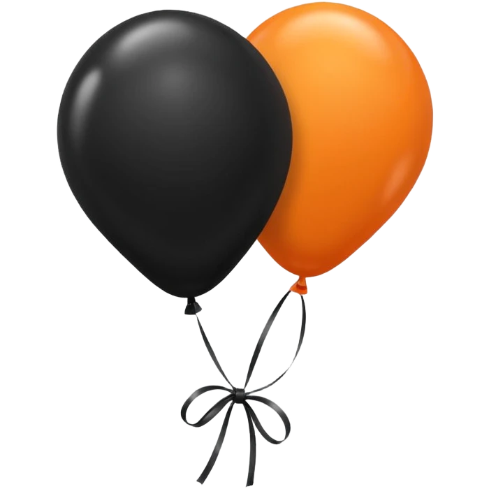 Two black balloons and one orange balloon tied together emoji