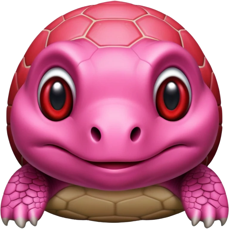 a cute turtle that has pink skin and a red shell. emoji