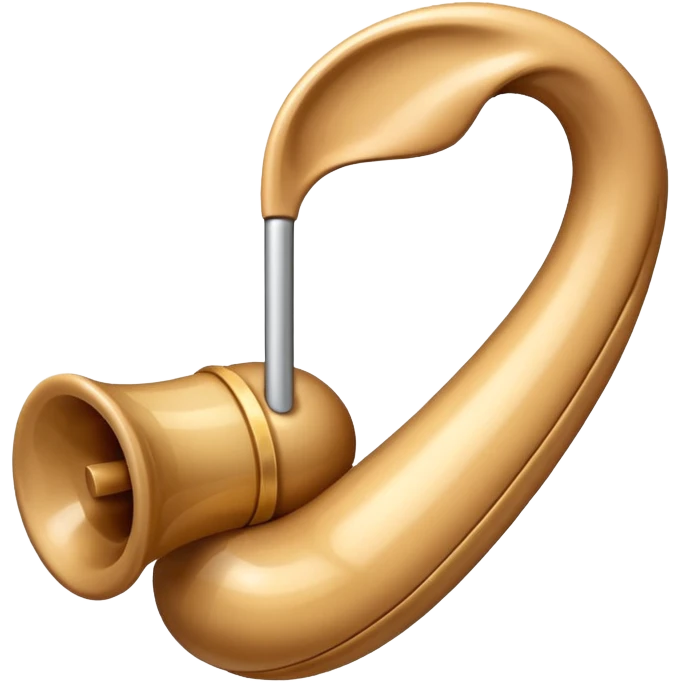 A big ear to the right, with a musical note flowing into it from the left emoji